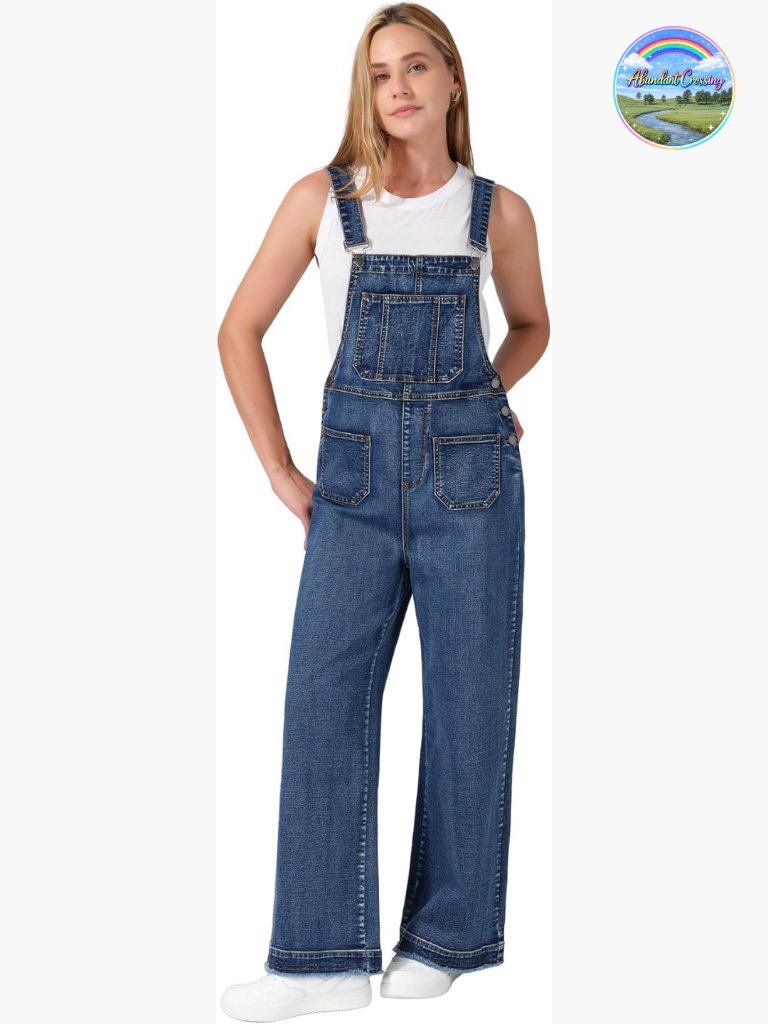Loose Fit Stretchy Baggy Wide Leg Denim Overalls
